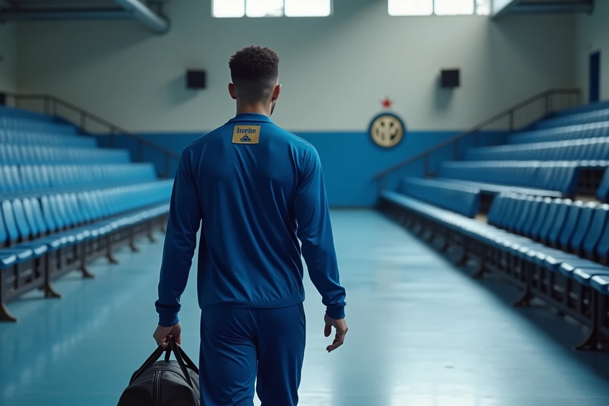 Footballeur en entraînement dans une salle intérieure