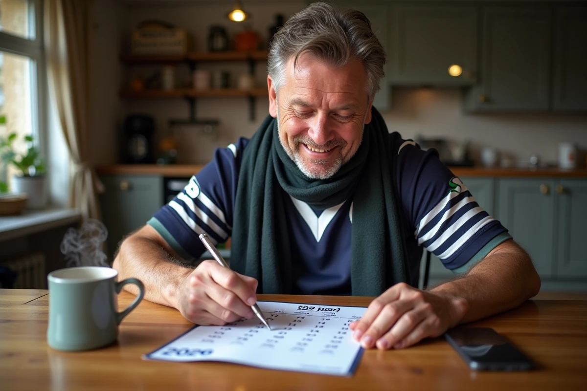 Fan de rugby marquant les dates sur un calendrier 2026