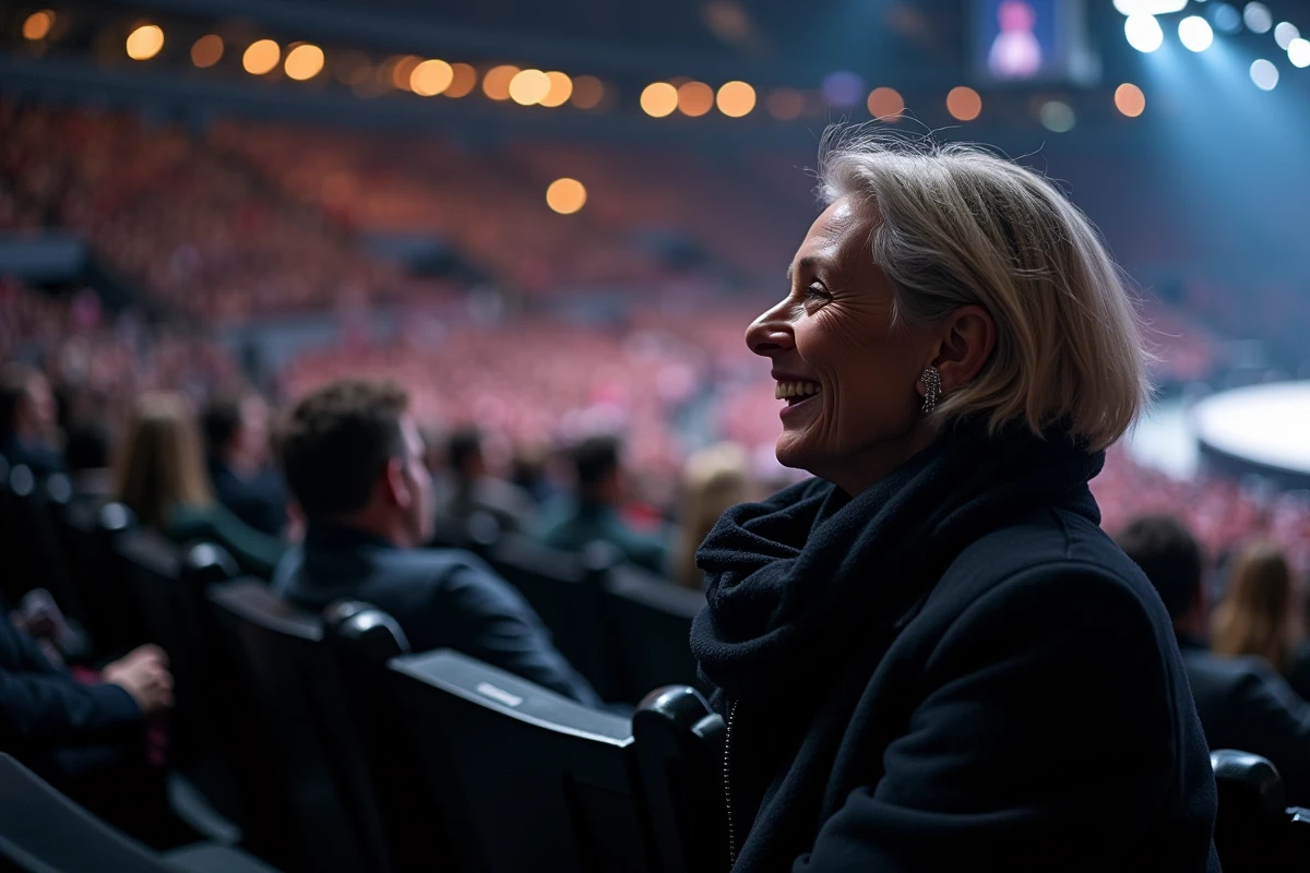 Femme assise dans Bercy Arena regardant la scène
