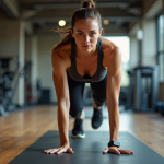 Femme en entraînement de montagne climbers en salle de sport