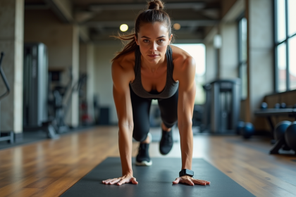 Femme en entraînement de montagne climbers en salle de sport