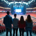 Groupe d'amis devant Bercy Arena en attente du concert