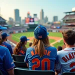 Groupe de jeunes au stade regardant un match de baseball