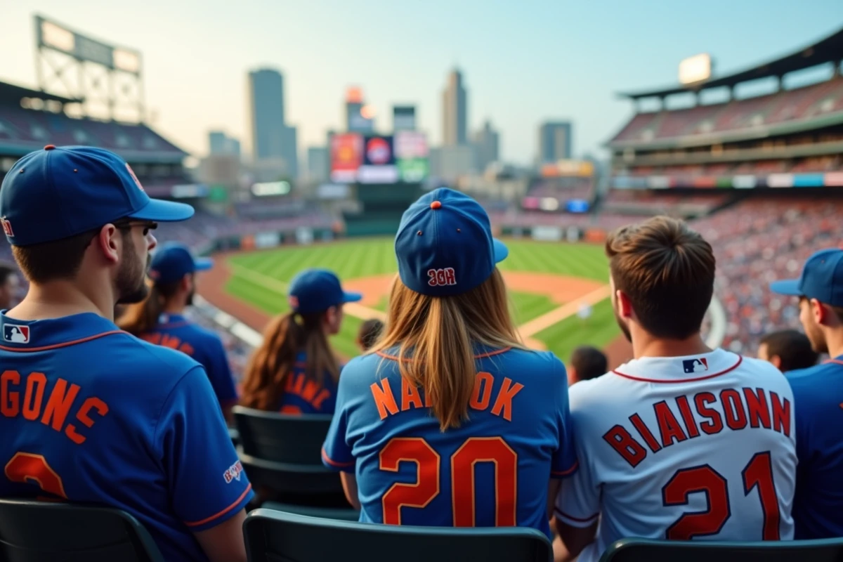 Groupe de jeunes au stade regardant un match de baseball