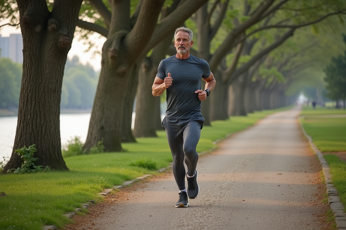 Homme courant le long d