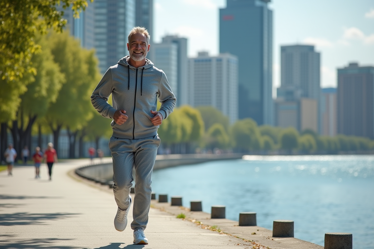 Homme courant le long d