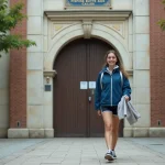 Jeune femme souriante devant la piscine Butte aux Cailles