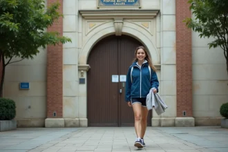 Jeune femme souriante devant la piscine Butte aux Cailles