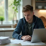 Jeune joueur de rugby en tenue décontractée à la maison