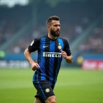 Footballeur d'inter Milan en action sur le terrain