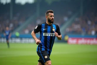 Footballeur d'inter Milan en action sur le terrain