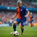 Footballeur néerlandais en action sur le terrain