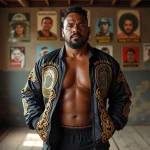 Lutteur samoan confiant dans un gym historique