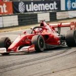 Voiture de course monoplace en pleine action sur un circuit automobile lors d'un week-end de compétition