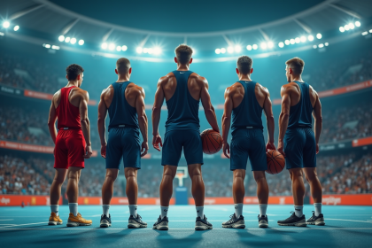 Athlètes de différents sports dans un stade dynamique